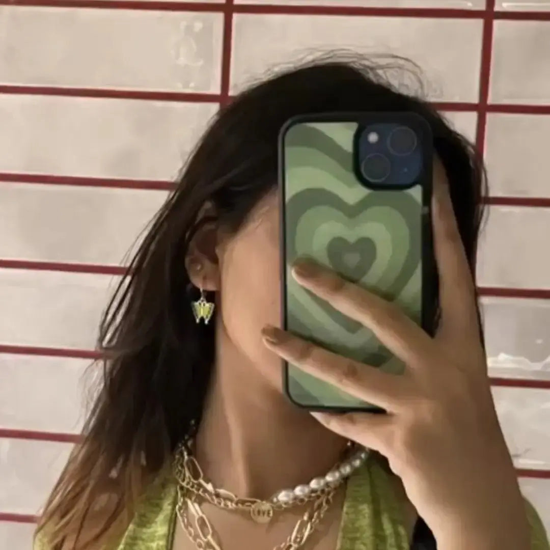 Aesthetic green heart (Phone glass case)