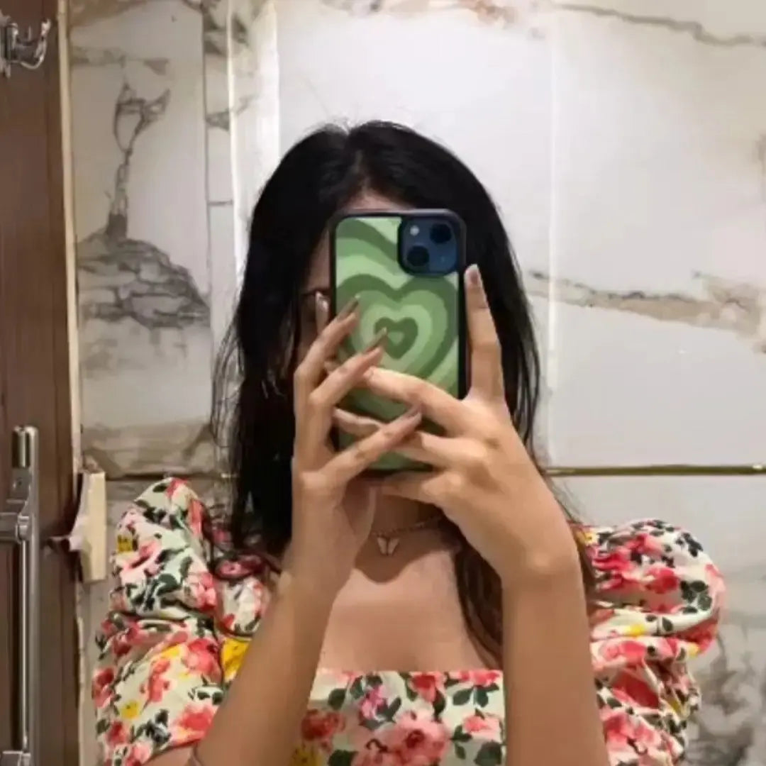 Aesthetic green heart (Phone glass case)