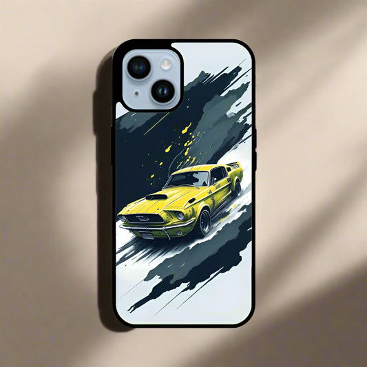 Yellow mustang art (phone glass cover)