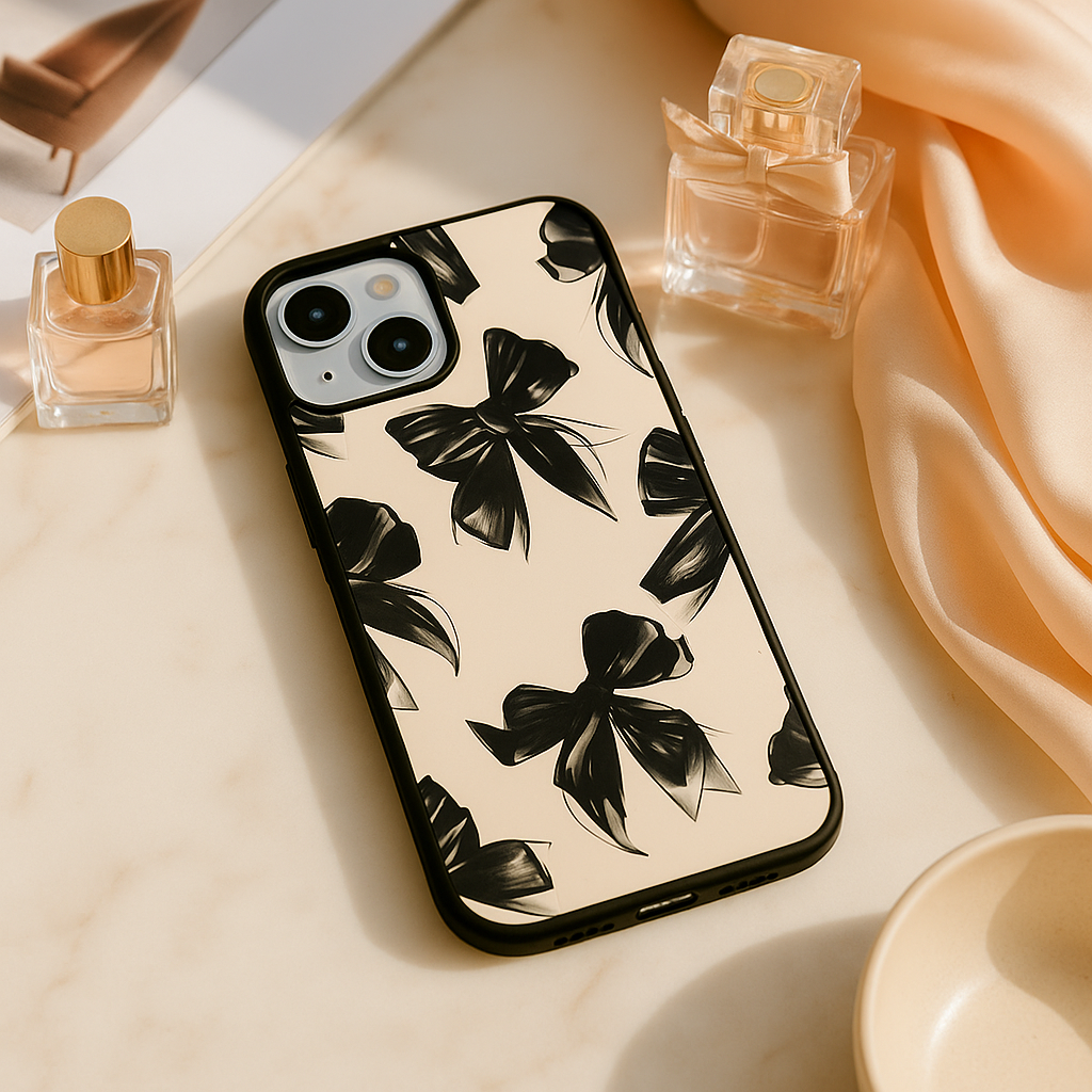 Black bow aesthetic (phone glass cover)