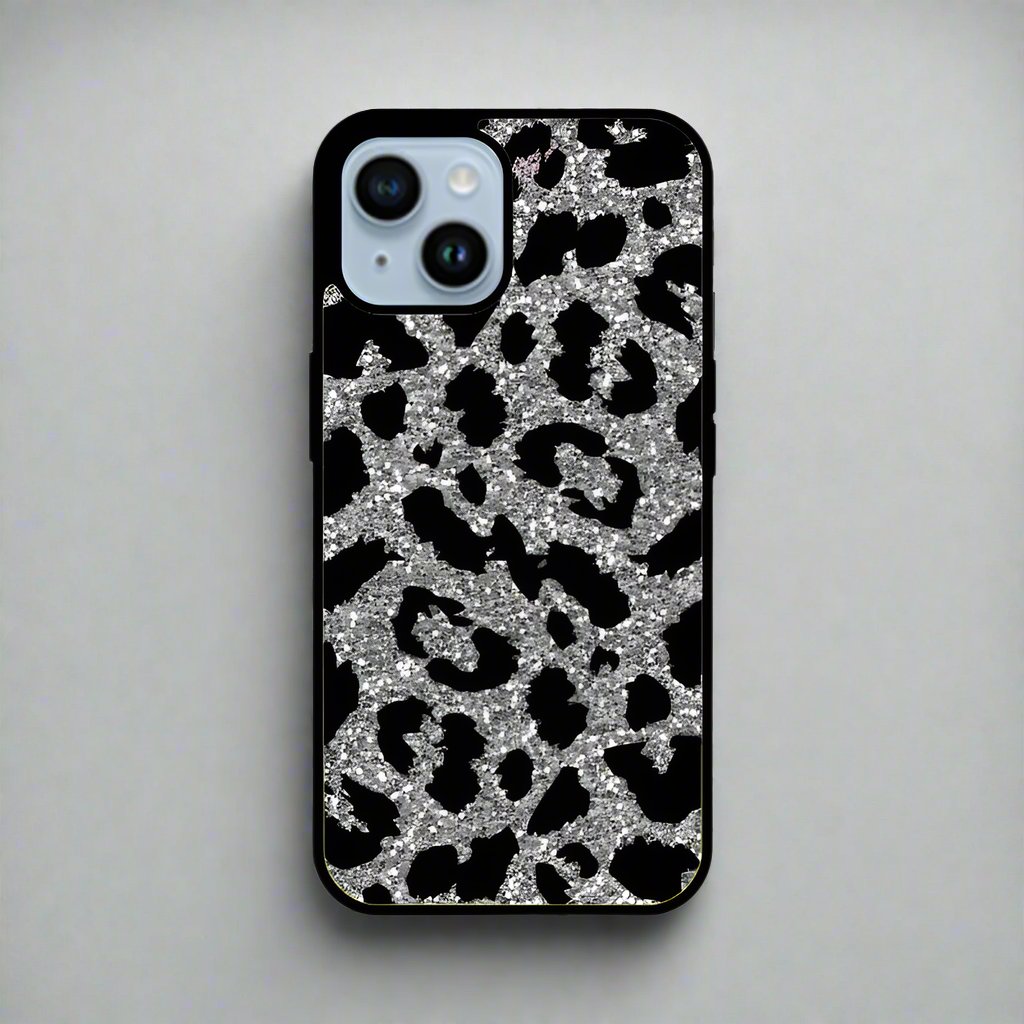 Silver glitter (glass phone case)