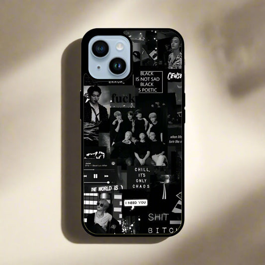 BTS black aesthetic (phone glass cover)