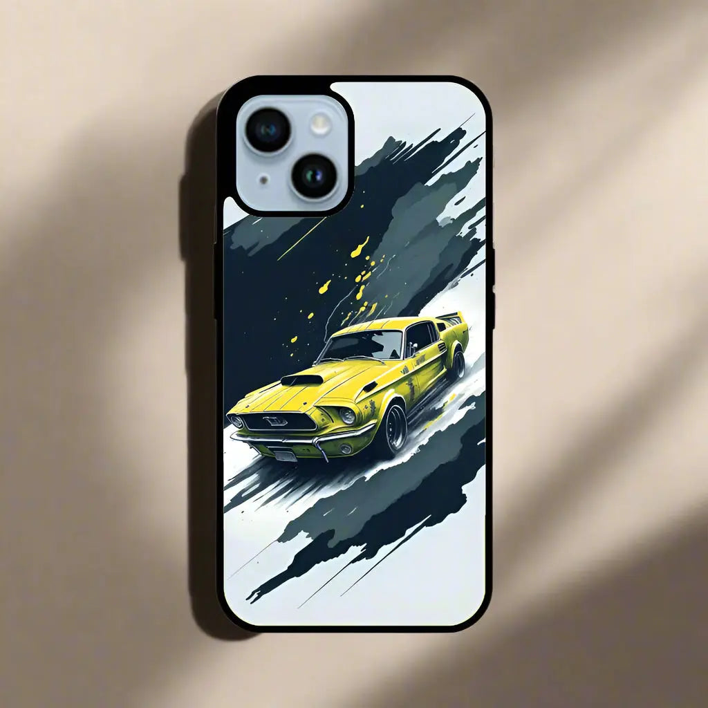 Yellow mustang art (phone glass cover)