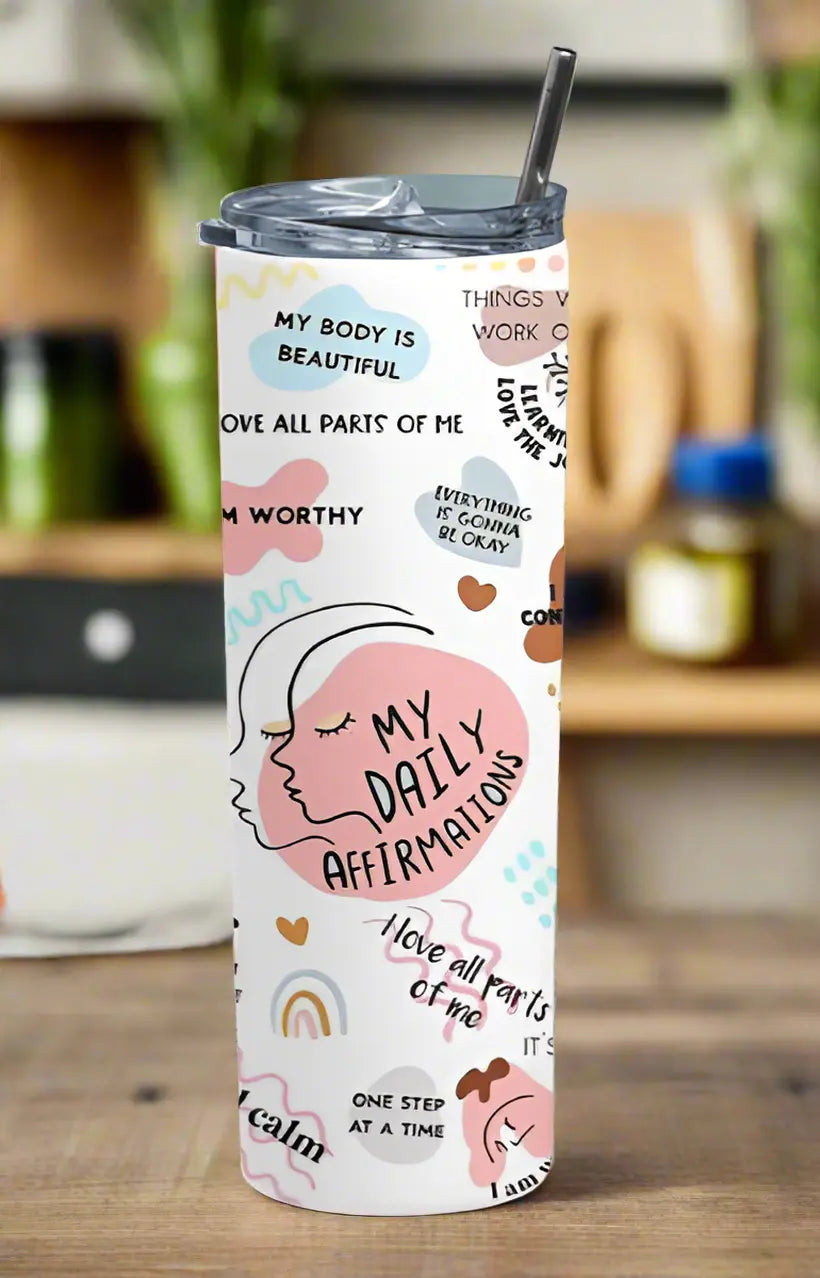 Daily affirmations tumbler